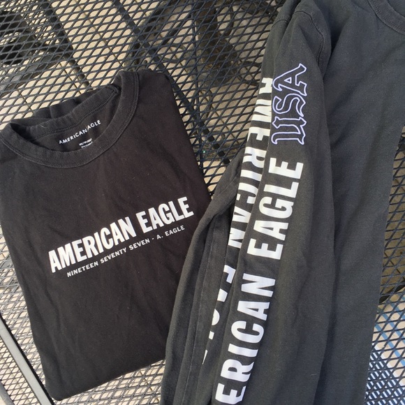 2 American eagle long sleeve tees XS Black gray - Picture 2 of 2